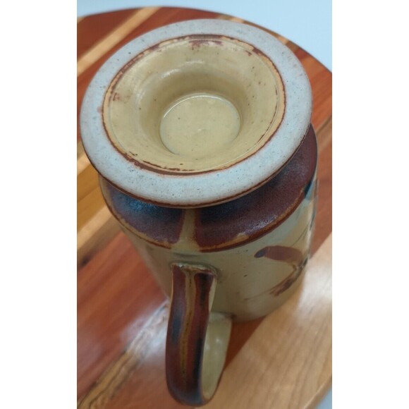 Vintage Stoneware Footed Mug Yellow Brown 70s - Picture 6 of 8
